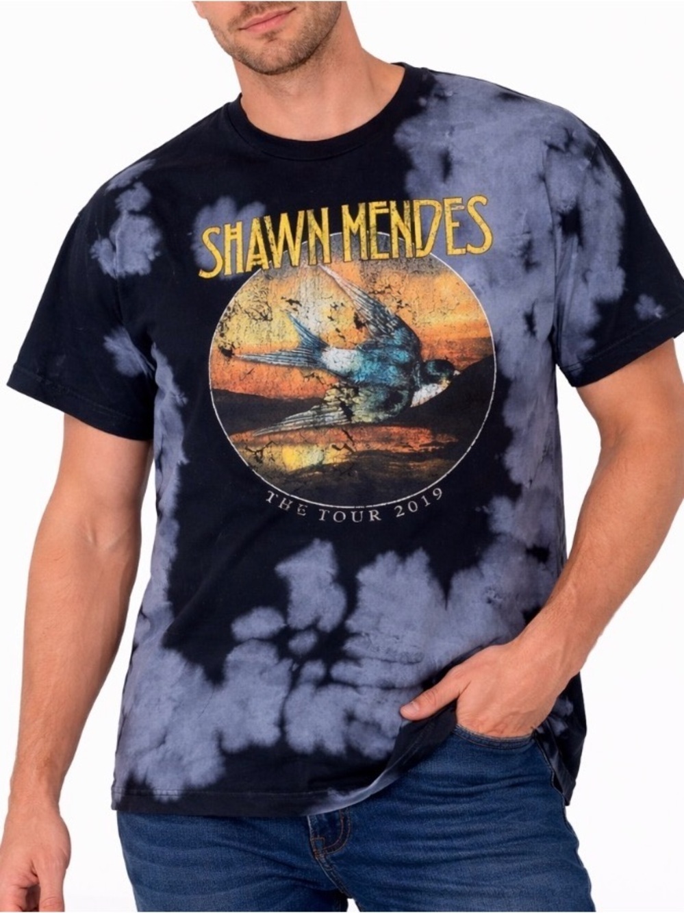Shawn Mendes 2019 The Tour Concert T-Shirt Tye Dye black/gray SZ M